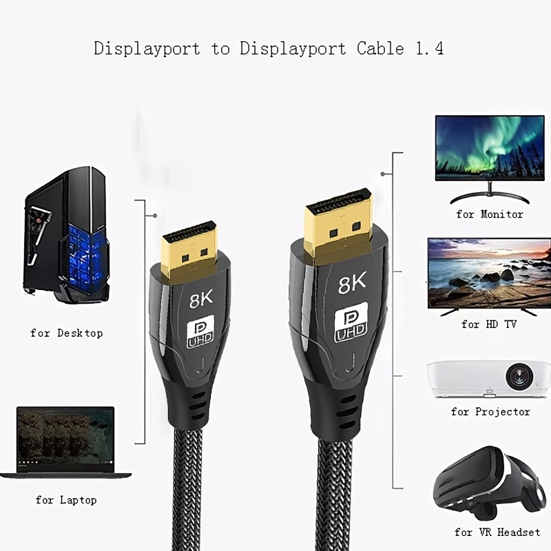 Vention DisplayPort (DP) 1.4 Cable 8K, 1m, Black - Video Cable