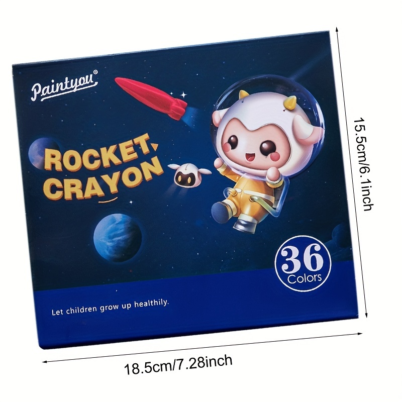 8 12 24 36 Color Astronaut Rocket Crayons Children Graffiti