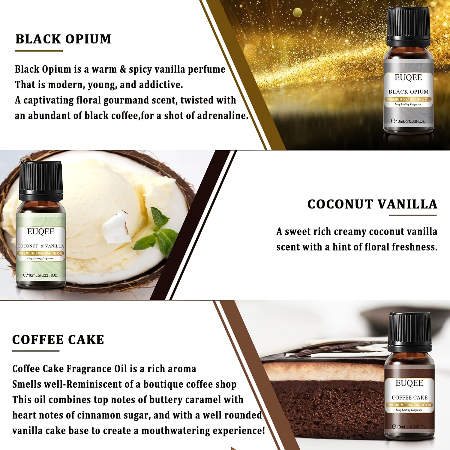 Premium Grade Fragrance Oils Set For Coffee Shop, Coffee, Coffee Cake,  Chocolate, Coconut Cream, Coconut& Vanilla, Black Opium - Temu