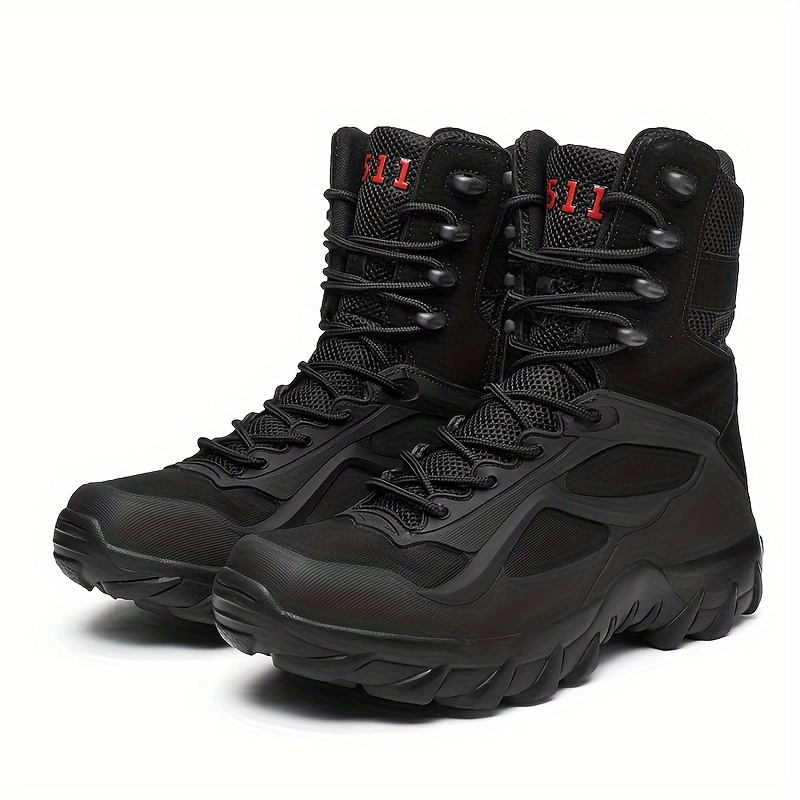 

Plus Size Men's Trendy Military Style Hiking Boots, Comfy Non Slip Durable Lace Up Shoes For Men's Outdoor Activities