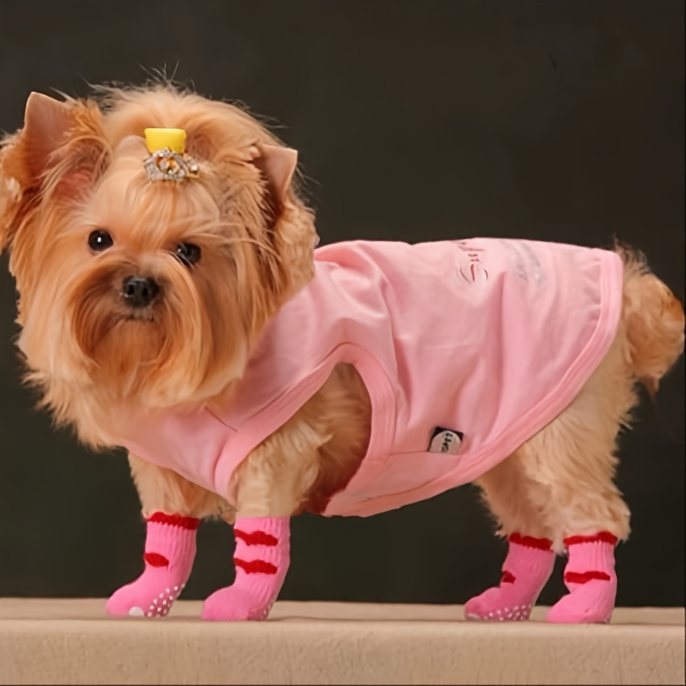 2 pares de calcetines de perro para perros de madera dura, calcetines de  agarre para perros, calcetines de Navidad, calcetines antideslizantes para
