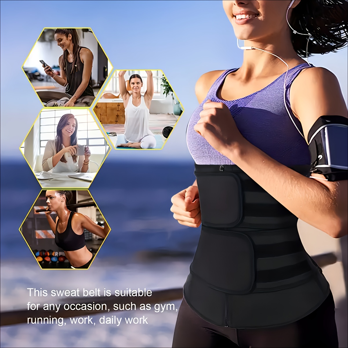 Cinturón de entrenamiento de cintura para mujer, faja deportiva, reductora  de cintura, compresión para adelgazar el vientre, pérdida de peso