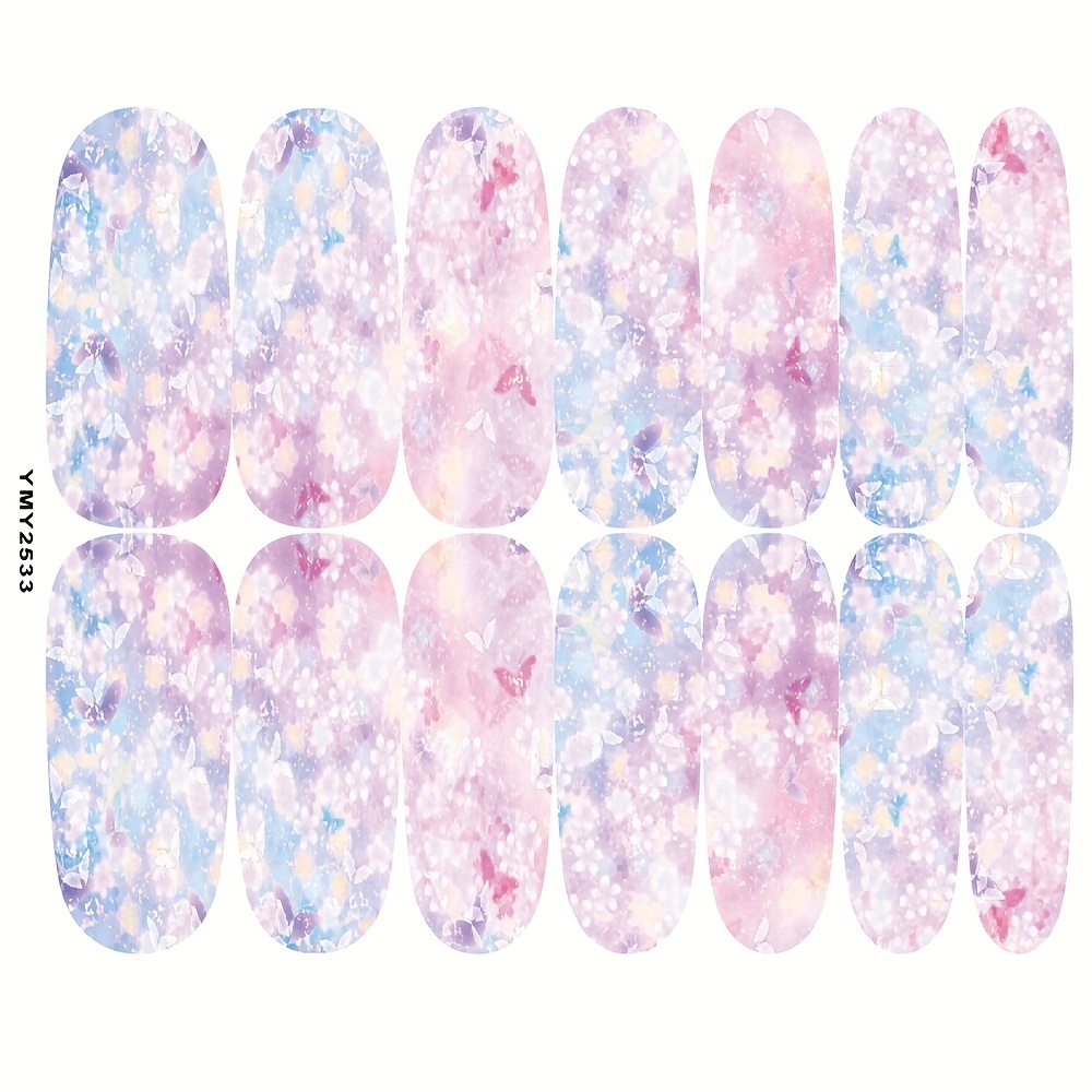 Flower & Butterfly Nail Polish Stickers - Full Wrap Nail Decals