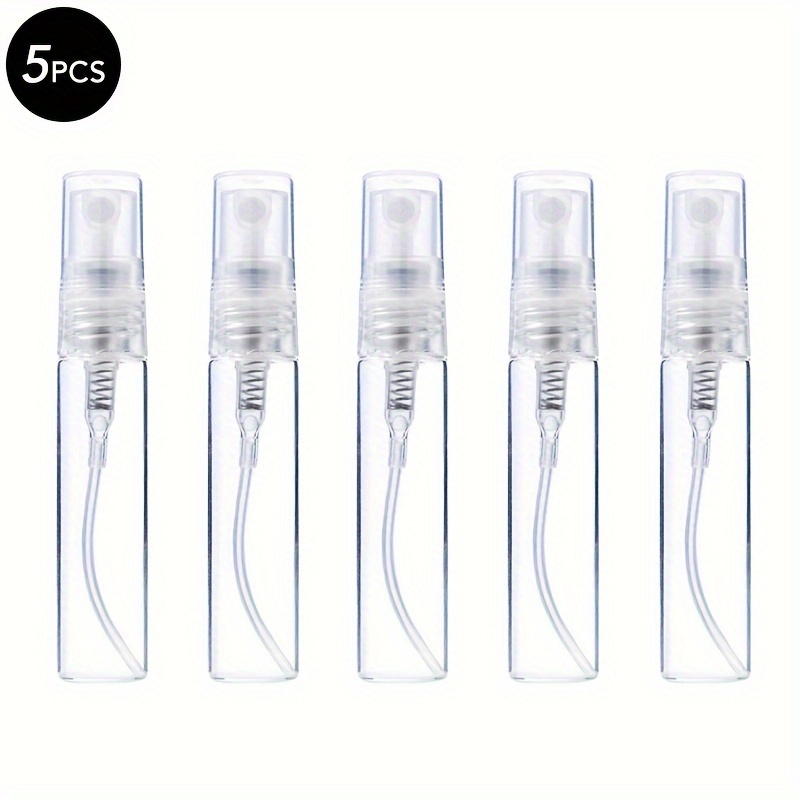 TEMU 5pcs 3/5/10ml Glass Spray Bottle, Mini Empty Refillable Perfume Bottle Perfume Atomizer, Small Makeup Sample Containers Portable Travel Bottles