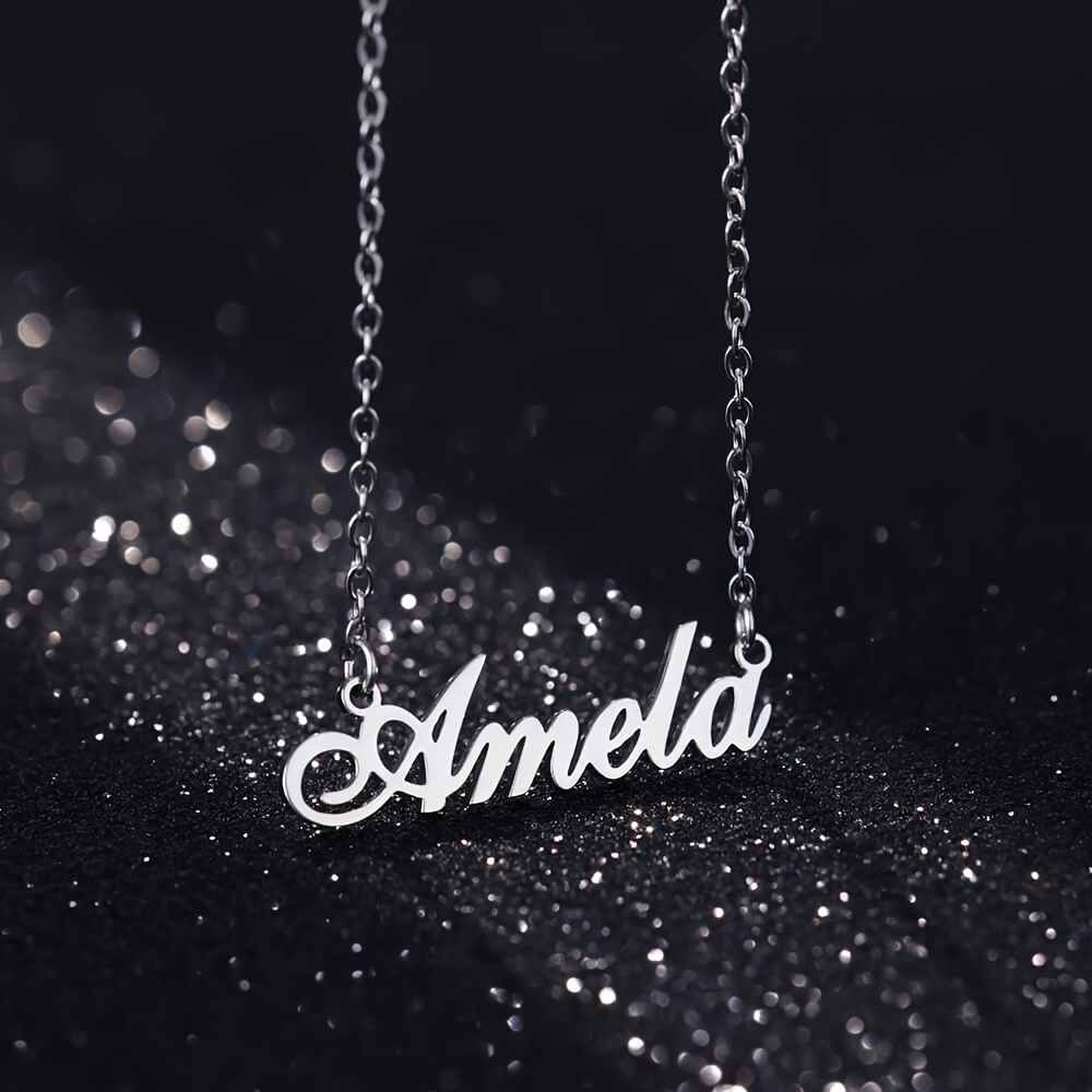 TEMU 1pc Private Custom Name Desktop, Custom Name Necklace, Women's Fashion Personalized Plaque Necklace, Jewelry Bridesmaid Gifts, Women's Jewelry