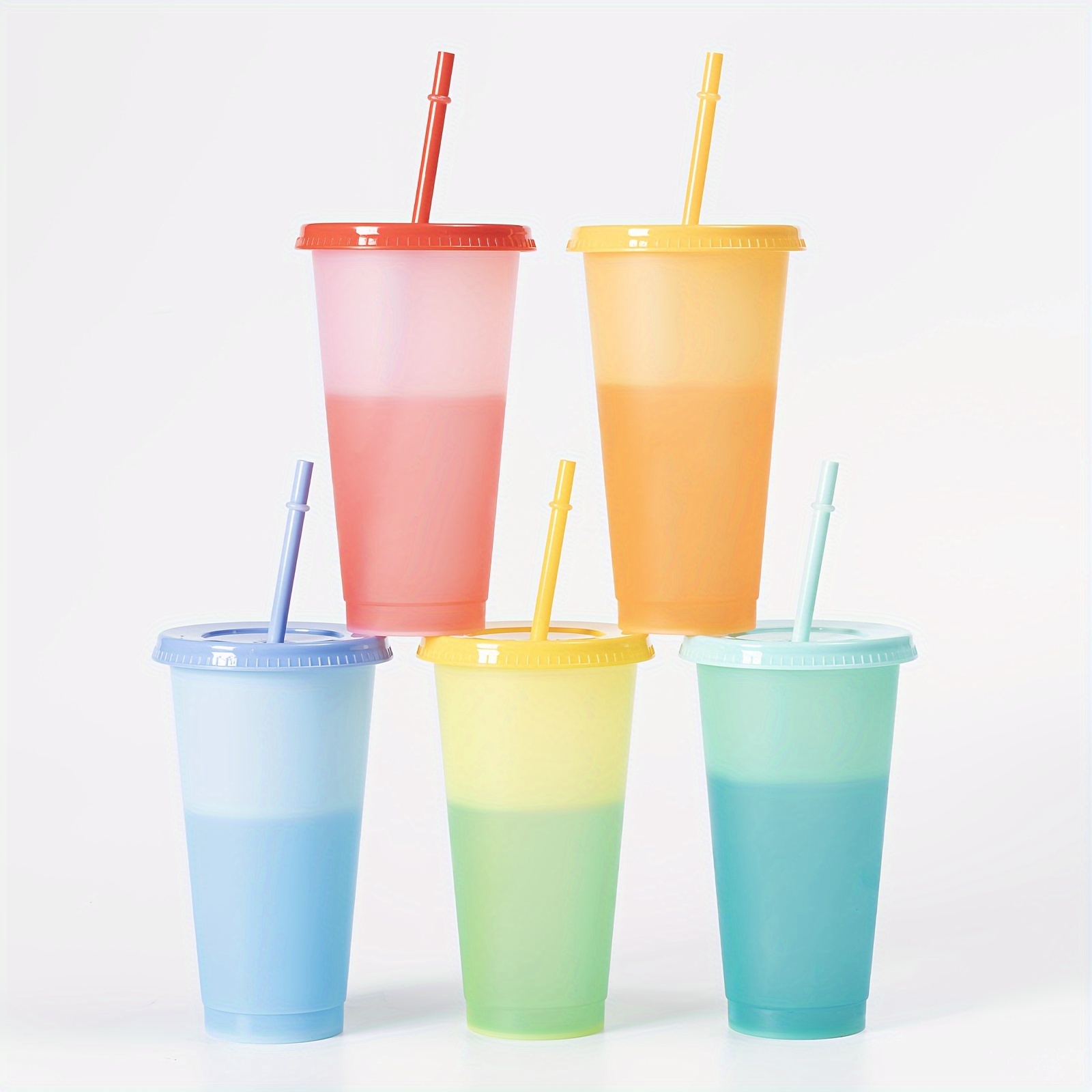 Color Changing Reusable Tumblers With Lids And Straws - Perfect For Adults,  Kids, Women, And Parties - Tall Iced Cold Straw Drinking Cup - Cute And  Convenient - Temu