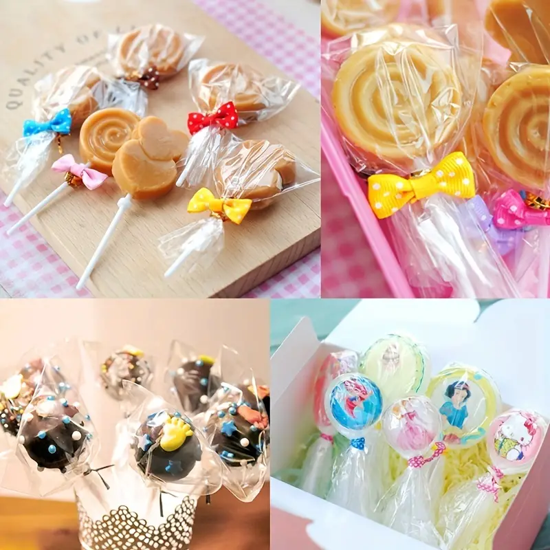 CLEAR CELLO BAGS CELLOPHANE LOLLIPOPS CAKE POPS SWEETS PARTY TREATS COOKIES  GIFT
