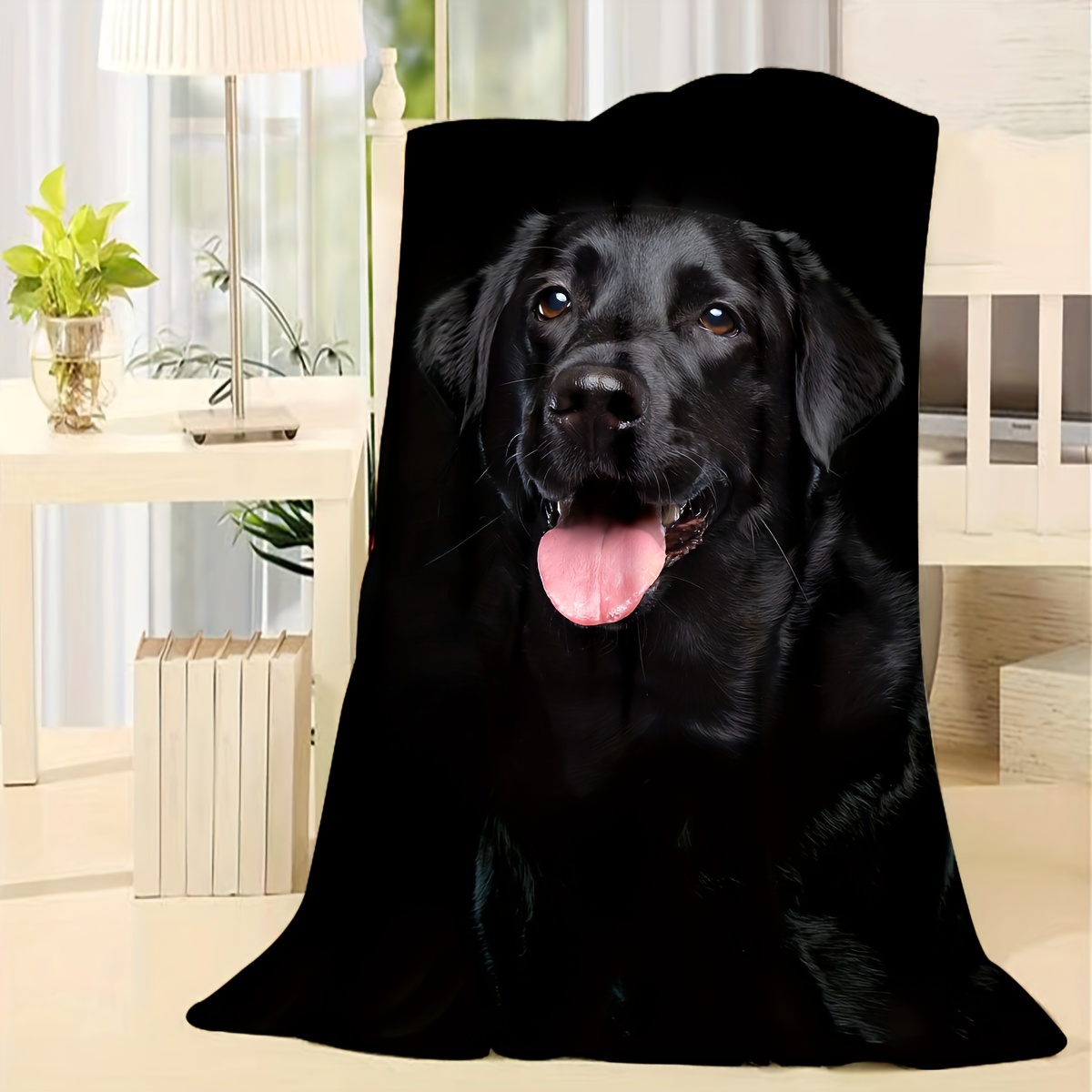 Black Dog Print Blanket Personality Flannel Blanket Soft Temu