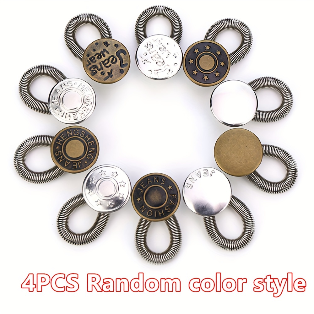 5PCS Scalable Metal Button Extender for Pants Jeans Magic Spring Free  Sewing Adjustable Waist Expand Buckle