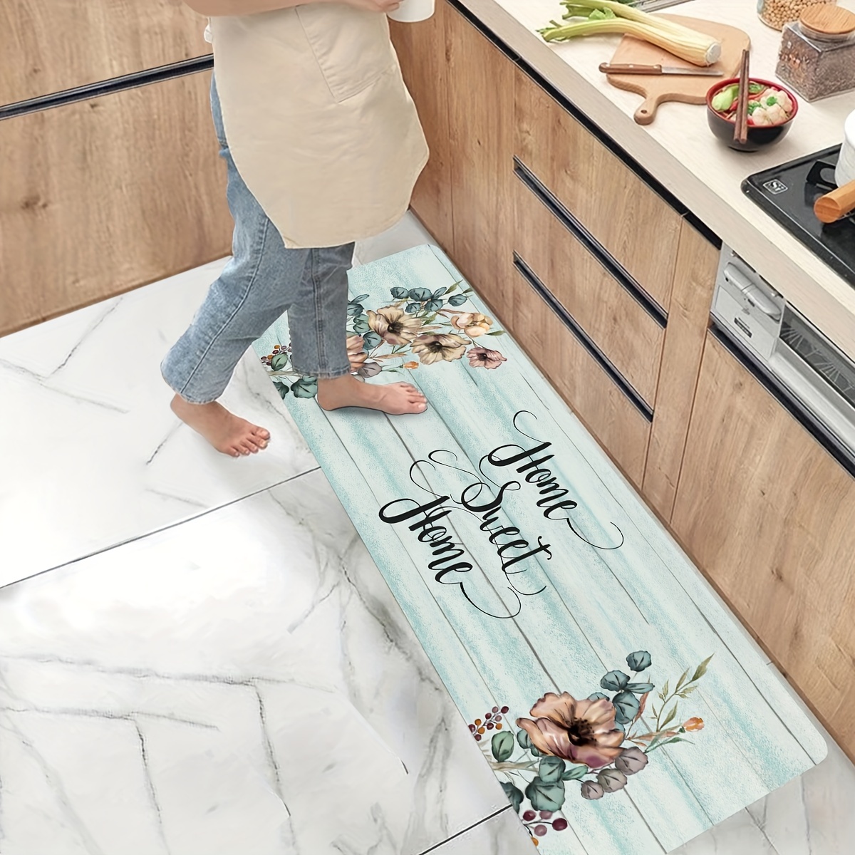 Anti Fatigue Kitchen Mat Slip Resistant Polyester Carpet Absorbent Bath Foam Mat