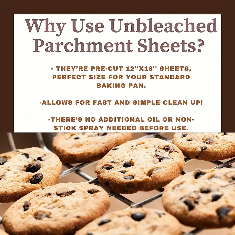 200 Pack Precut Parchment Paper for Baking, 12 x 16 Unbleached Brown  Nonstick Liners for Half Sheet Pan