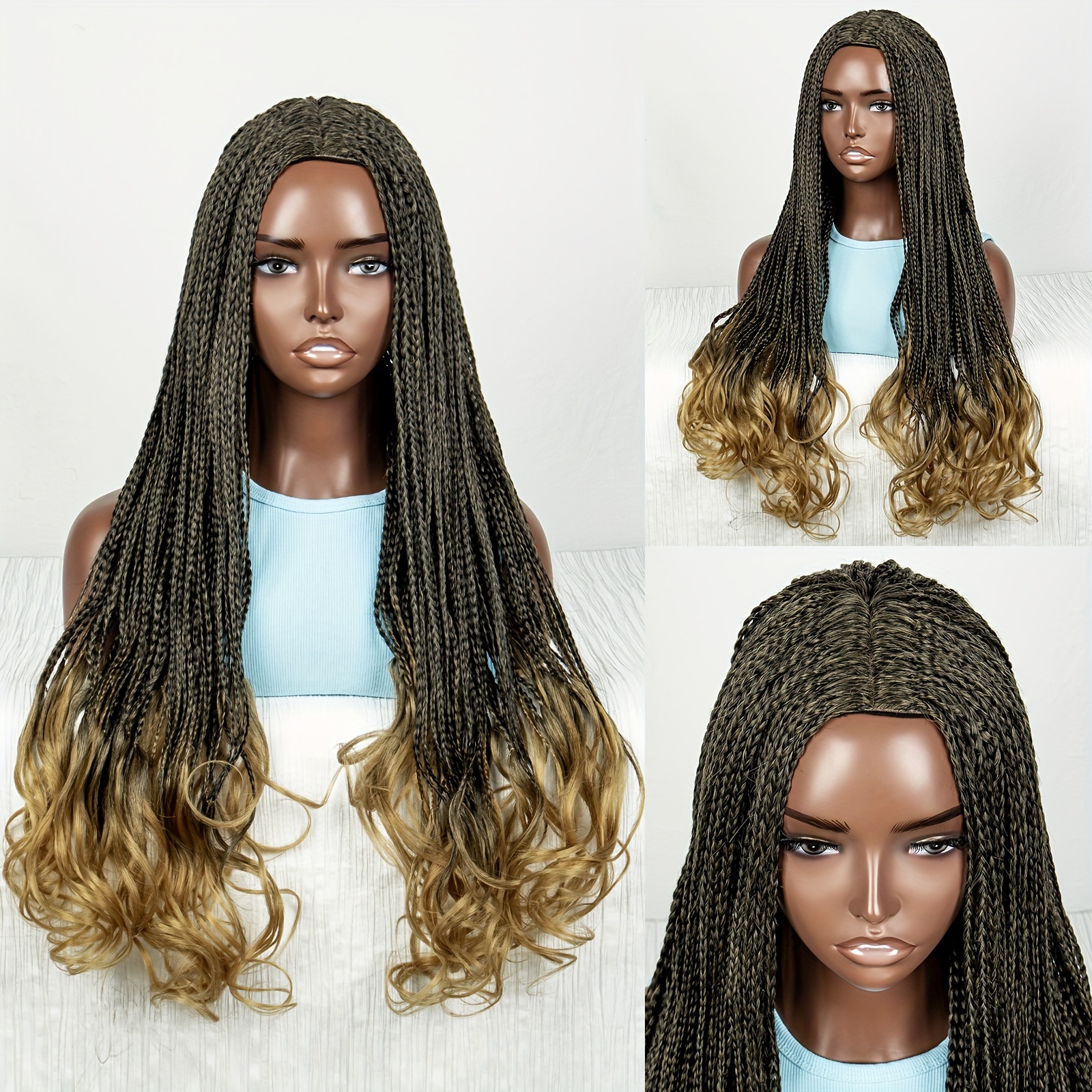 Boho Box Braids Wig Triangle Knotless Braided Wigs Women - Temu