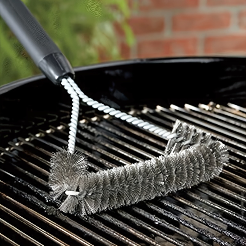 1pc Bbq Grill Brush, 3-in-1 Stainless Steel Wire Bristles Cleaning Brush  For Grilling Cooking
