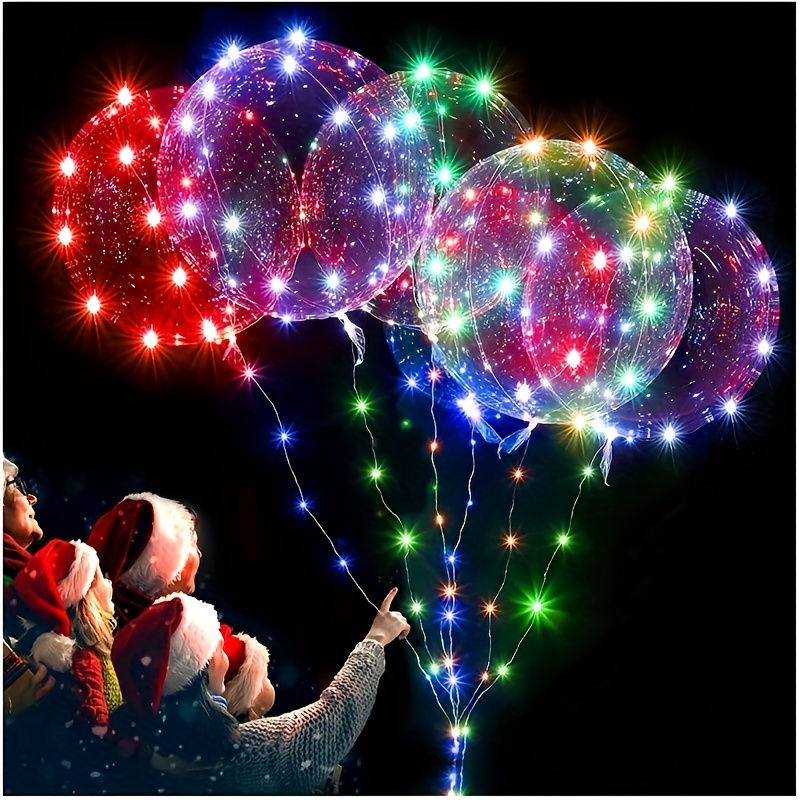 10 Pack LED Light Up BoBo Balloons 20 Transparent Colorful String Bubble  Balloon For Party Birthday Wedding Christmas