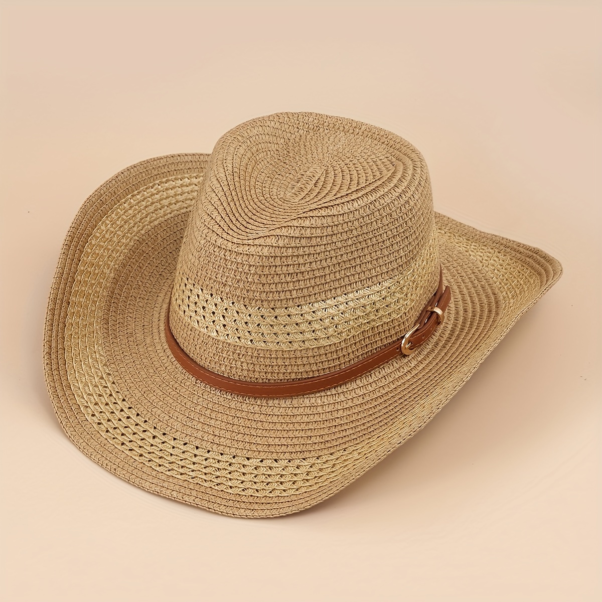 Straw Cowboy Hat Boho Jazz Sun Hat Unisex Western Cowgirl Hat