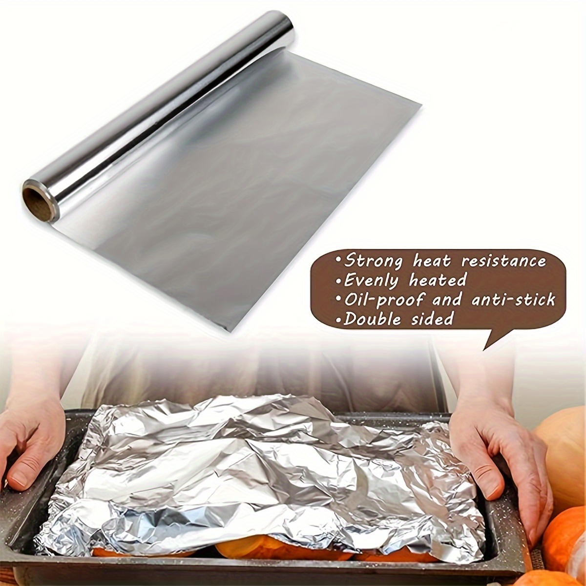 Commercial Grade Aluminum Foil Wrap For Cooking, Roasting, Baking, Bbq &  Parties - Silver Foil For Heavy-duty Use - Temu