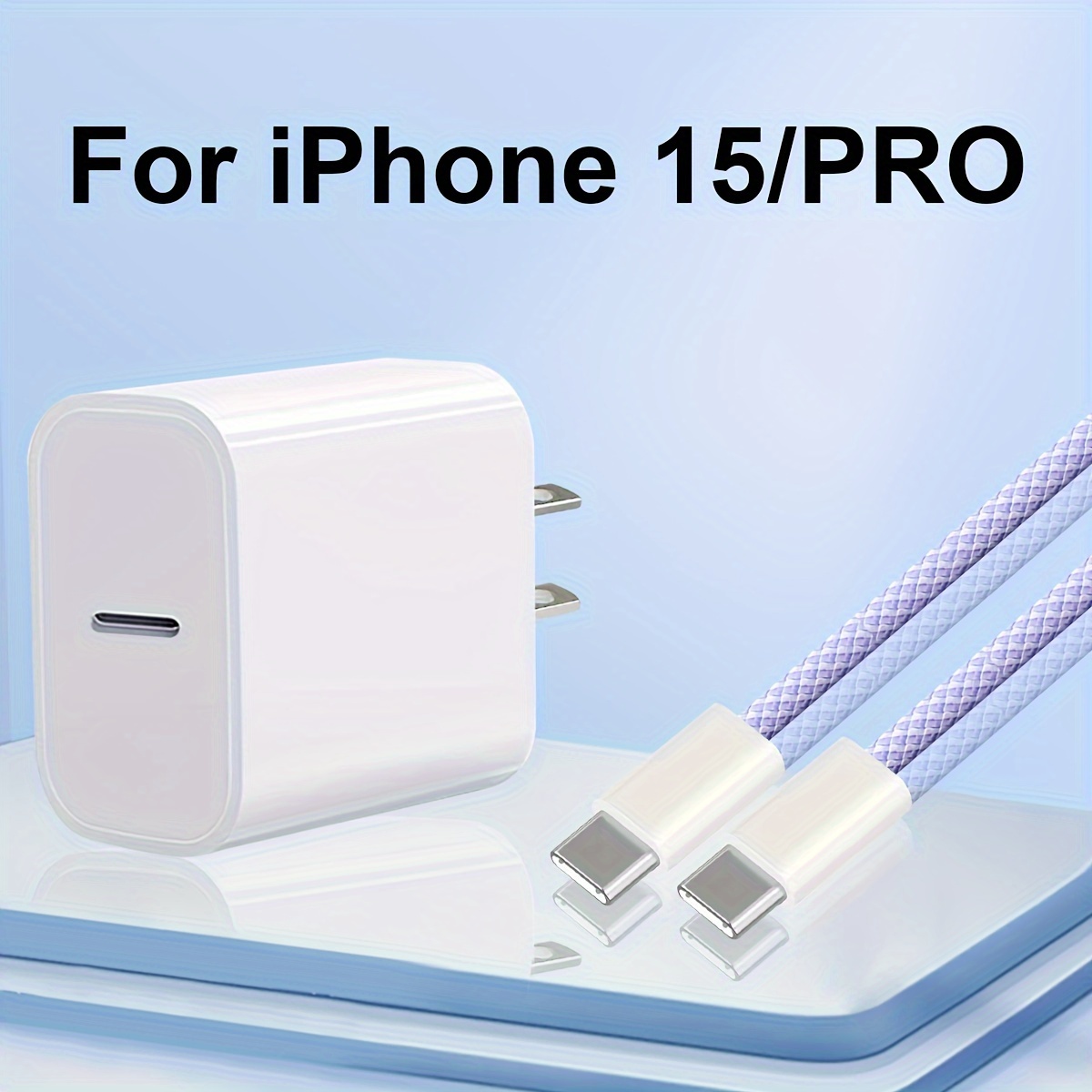 Cargador USB C para iPhone 15, cargador de 3 pies para iPhone 15 Pro Max de  carga rápida con cable USB C a C de 3 pies, bloque de carga rápida USB C