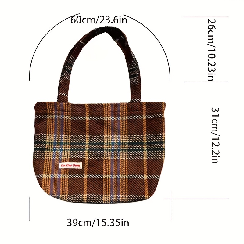 Brown Woven Checker Shoulder Bag