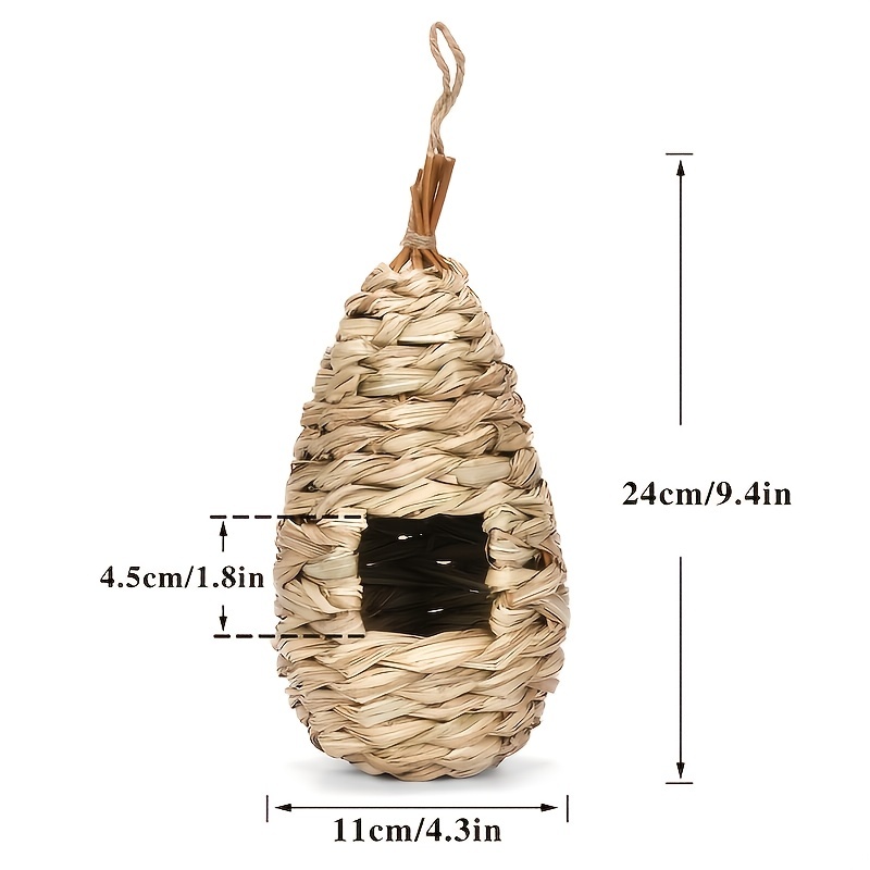 Hanging Bird House Handcrafted Straw Nest Outdoor Use Temu