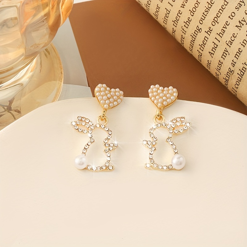 cute rabbit dangle earrings shaped hollow Temu Pakistan