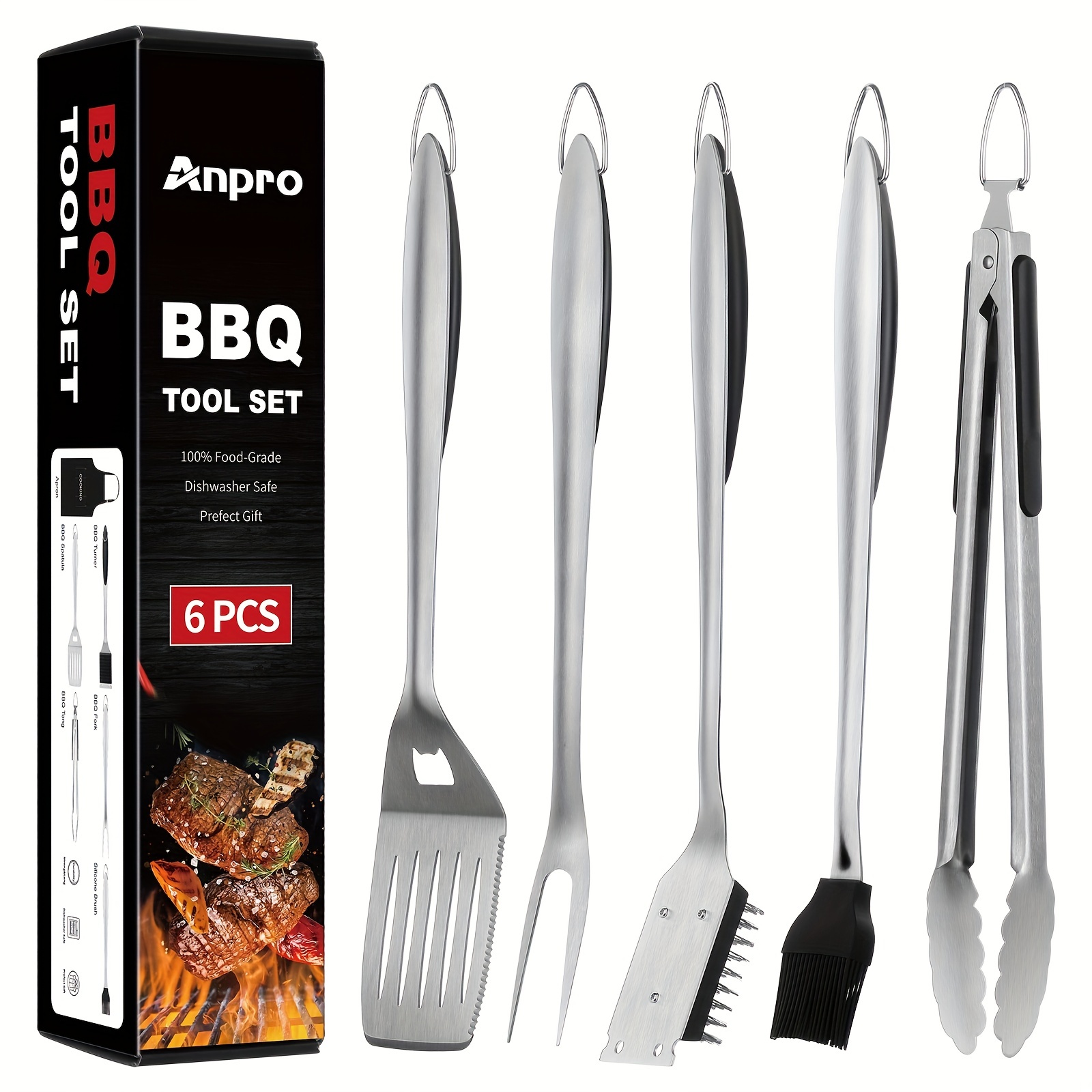 6 Piece BBQ Tool Set