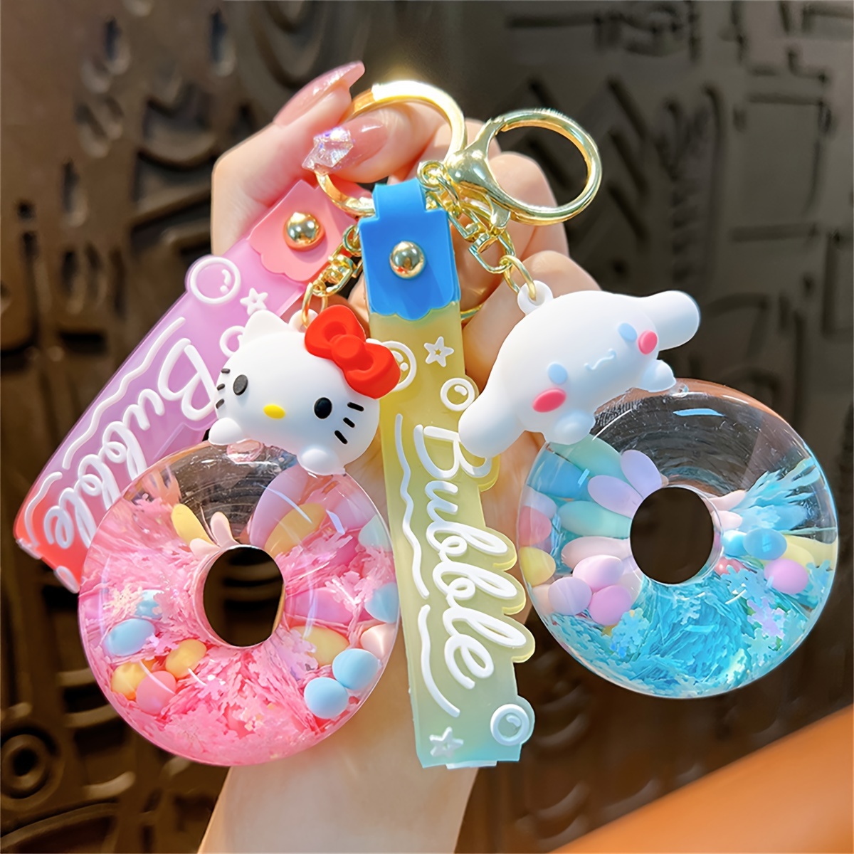 

1pc Cinnamoroll Wristlet Keychain Kawaii Acrylic Key Chain Anime Doll Bag Charm Phone Lanyard Car Pendant Women Girls Gift