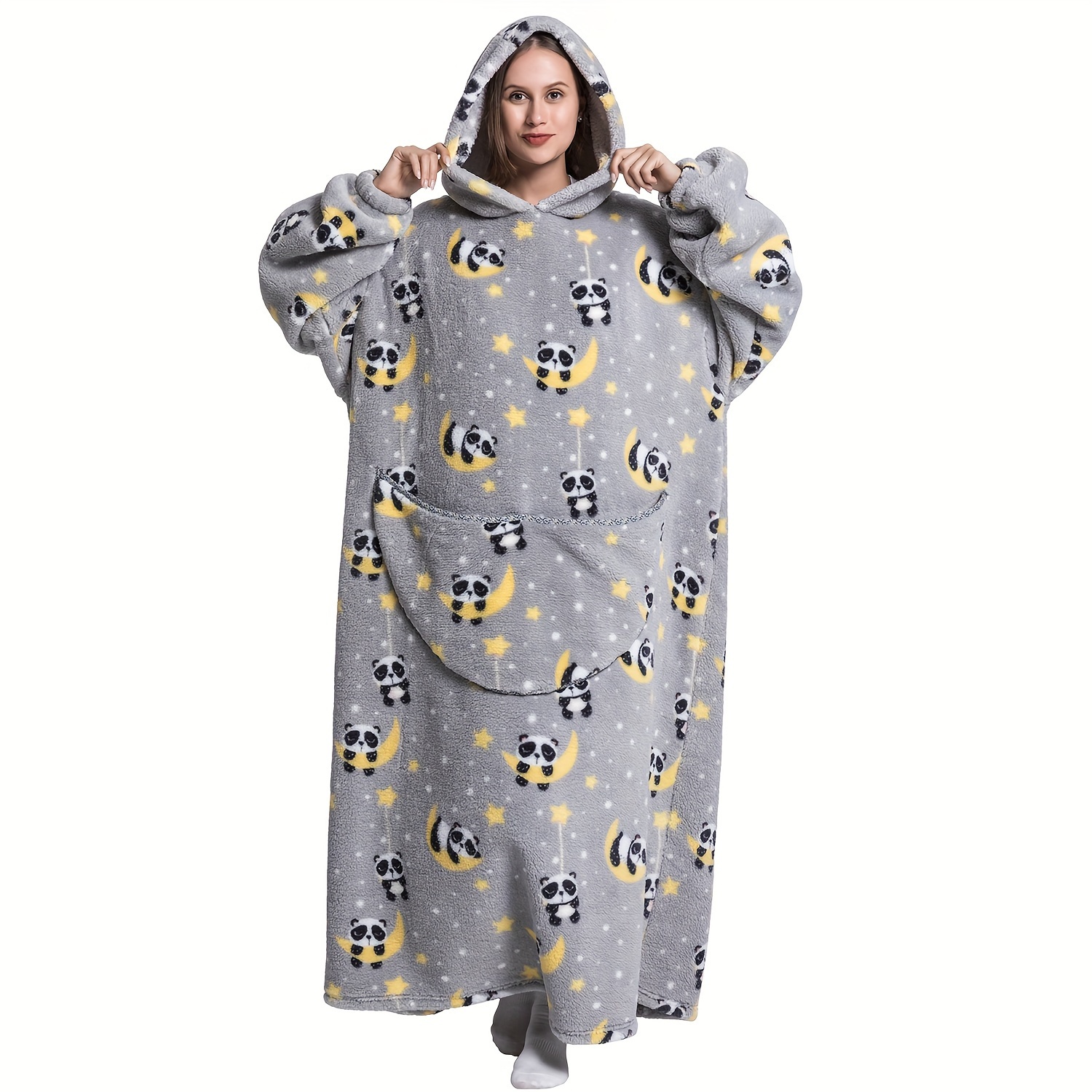 1pc Wearable Blanket Hoodie, Warm Soft Oversized Cozy Blanket Sweatshirt  Birthday Gift For Men And Women, Grey