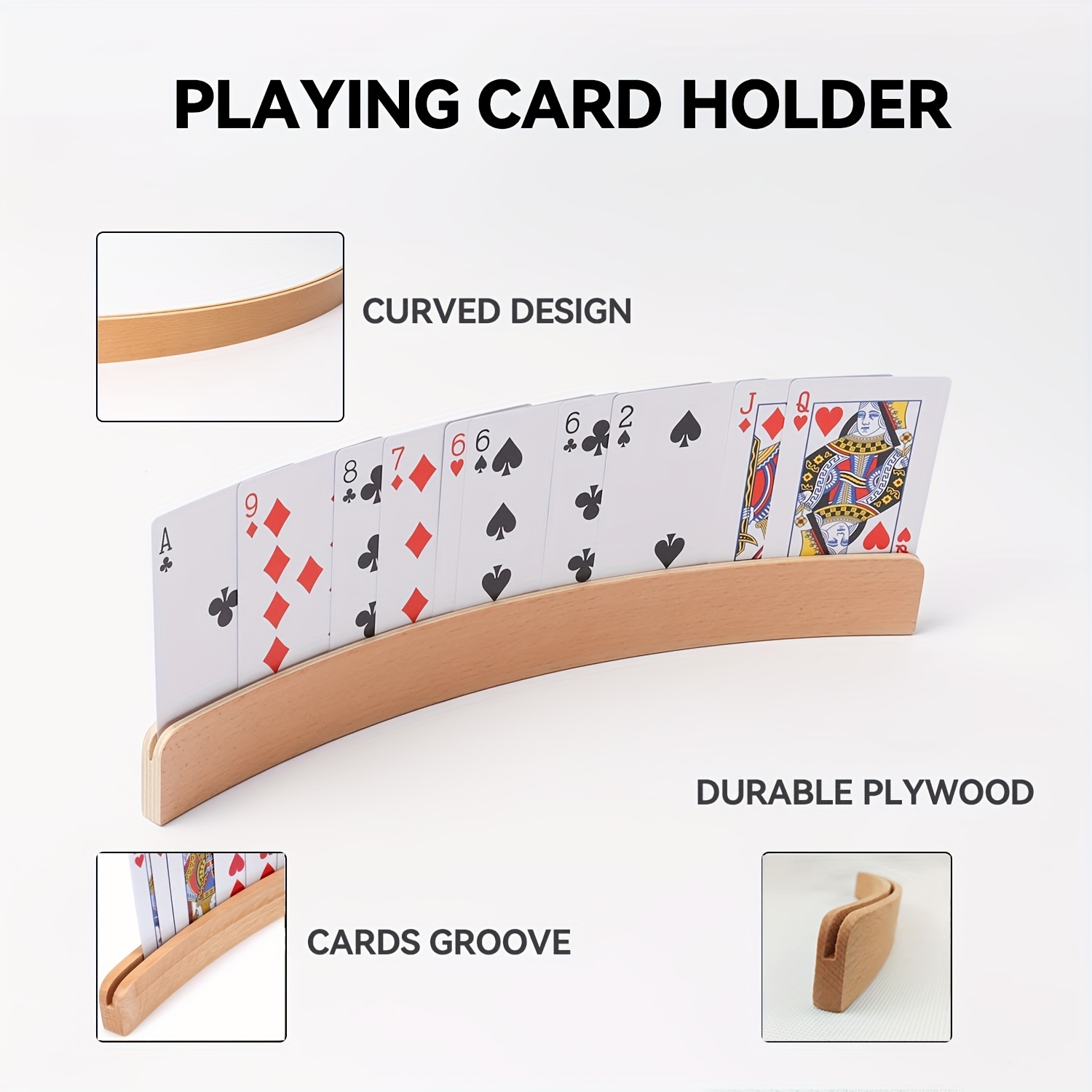 Card Holder Wooden Playing Card Holder Tray Holder Organizer - Temu