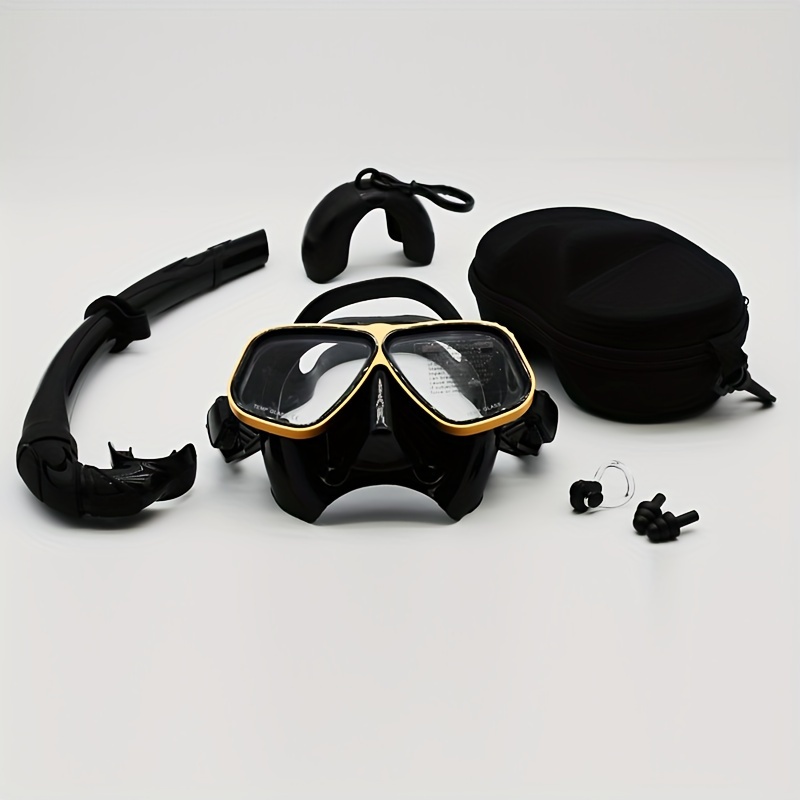 Juego de máscara de buceo con vidrio templado antivaho, antifugas, máscara  de esnórquel con parte superior seca, fácil respiración y equipo de