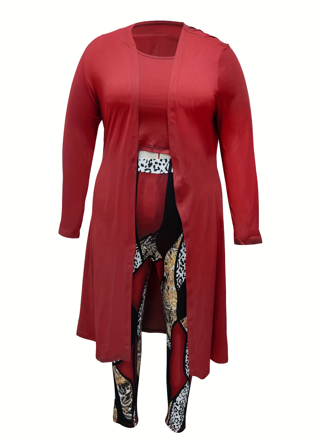 Plus Size Casual Outfits Set Women's Plus Solid Long Sleeve - Temu United  Kingdom