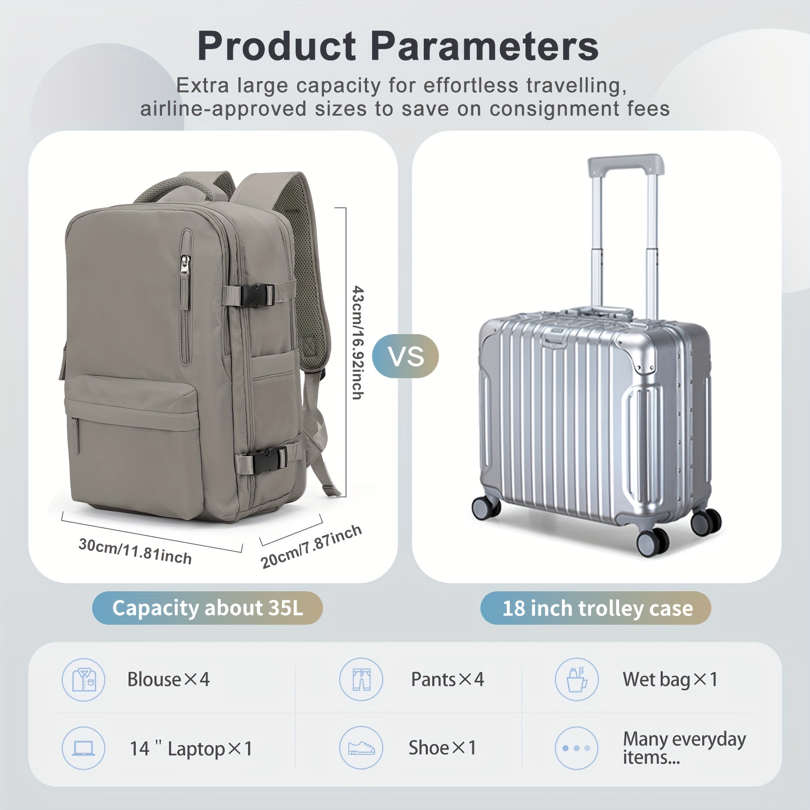 Large Capacity Travel Luggage Backpack Minimalist - Temu