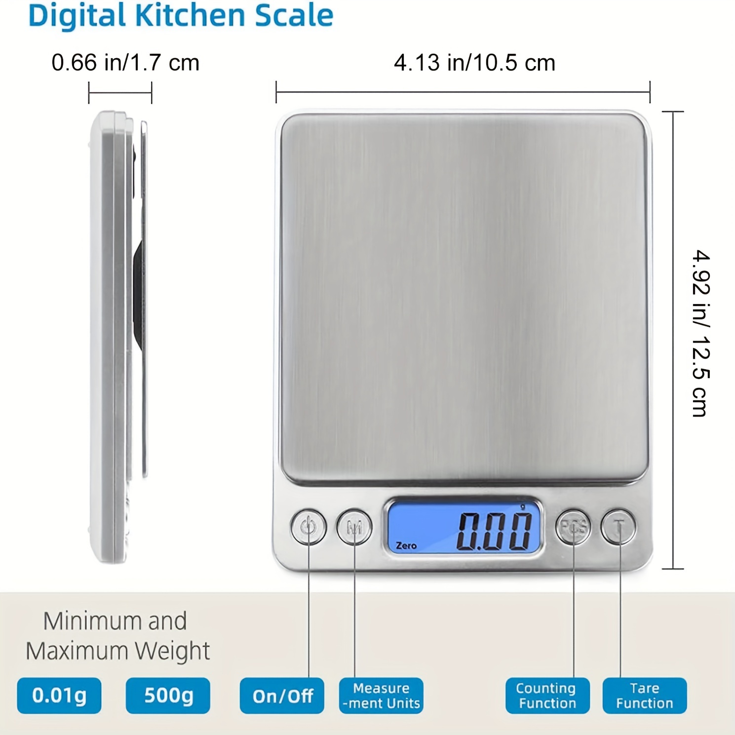 Digital Precision Gram Scale, 0.001oz/0.01g 500g Mini Pocket Scale,  Portable Electronic Weight Jewelry Scales, Tare, Auto Off, Stainless Steel