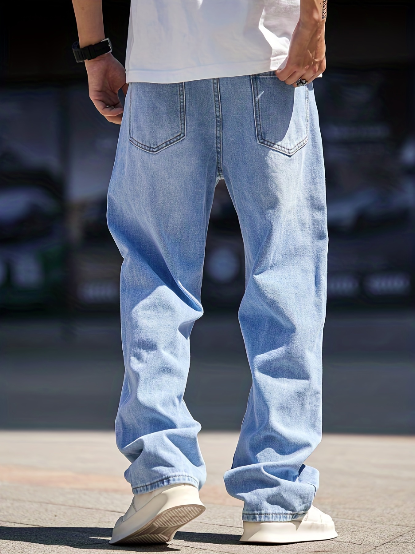 Men's Loose Fit Baggy Jeans Casual Street Style Comfy Denim - Temu France