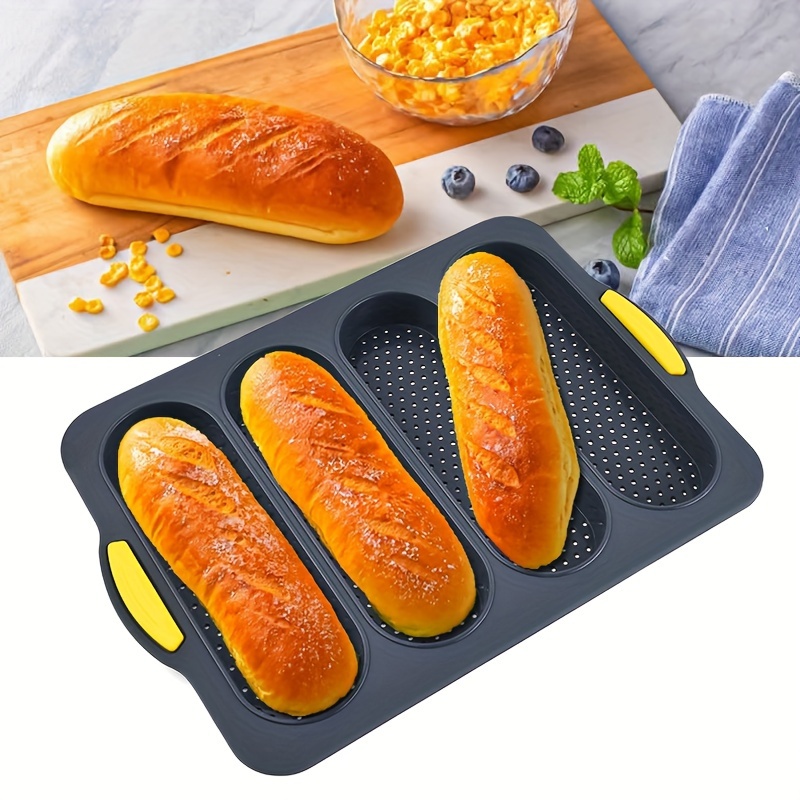 

1pc, Silicone Baguette Pan (13.3''x9.4''), 4 Loaves French Bread Pan, Baking Loaf Mold, Oven Accessories, Baking Tools, Kitchen Gadgets, Kitchen Accessories