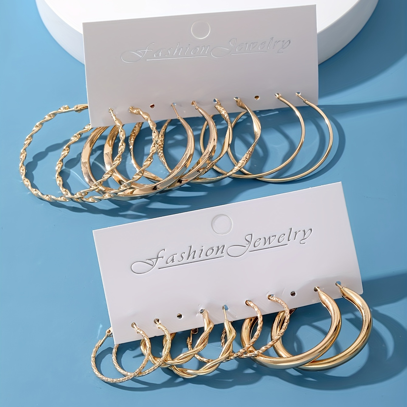 8 Pairs Retro Golden Hoop Earrings for Women