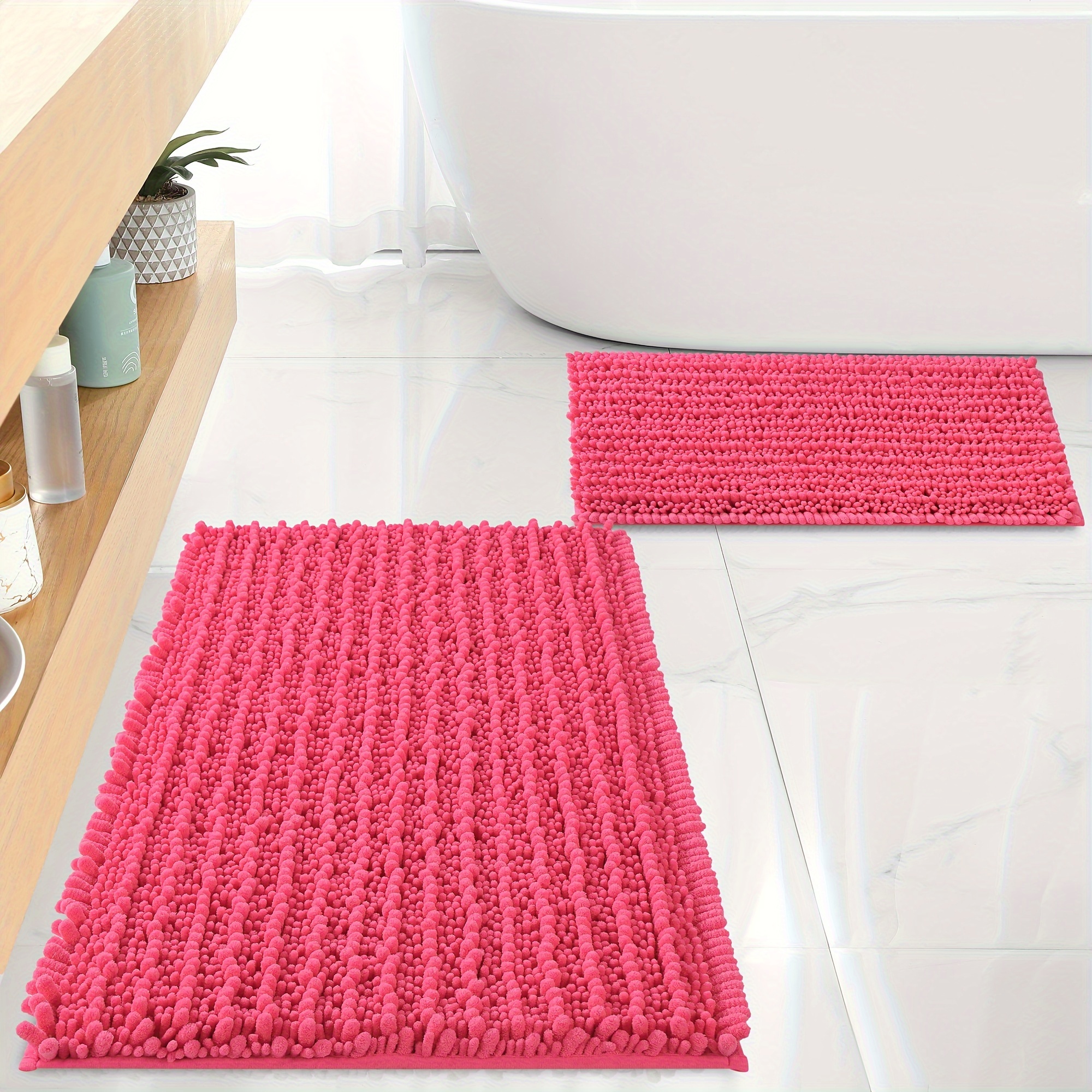 2pcs Juego Alfombras Baño Chenille Alfombra Baño Suave - Temu