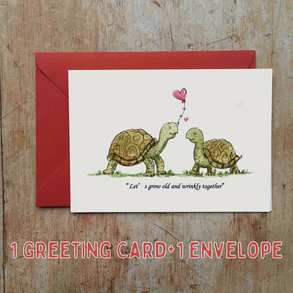 Let's Grow Old And Wrinkly Together Valentines Card Tortoise - Temu