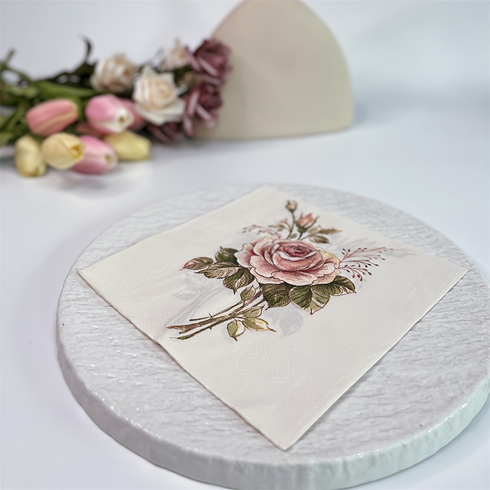 Servilletas decorativas de 20 unidades, 13 x 13 pulgadas, para decoupage, servilletas  de papel florales, servilletas de San Valentín, servilletas florales, servilletas  de papel para el día de la madre, bonitas servilletas