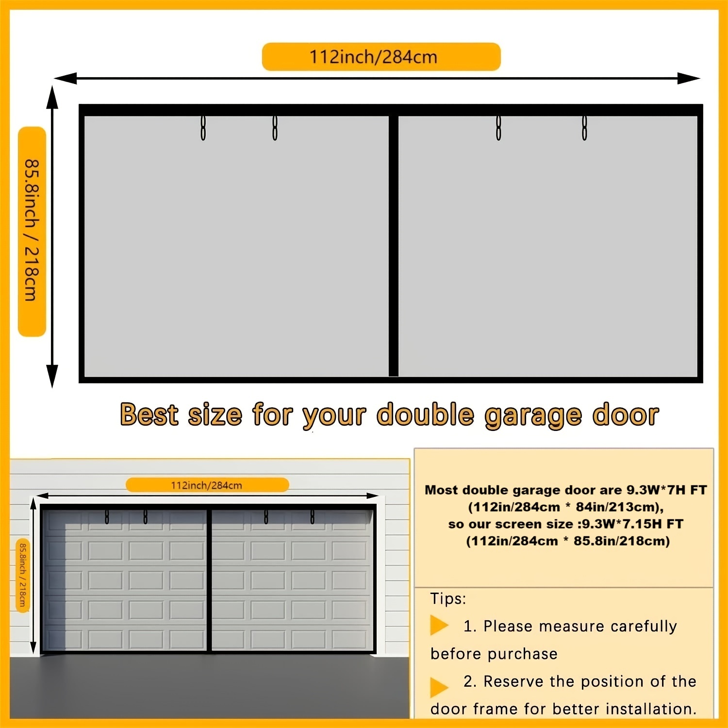 Garage Door Screen Magnetic Closure, Heavy Duty Weighted Bottom