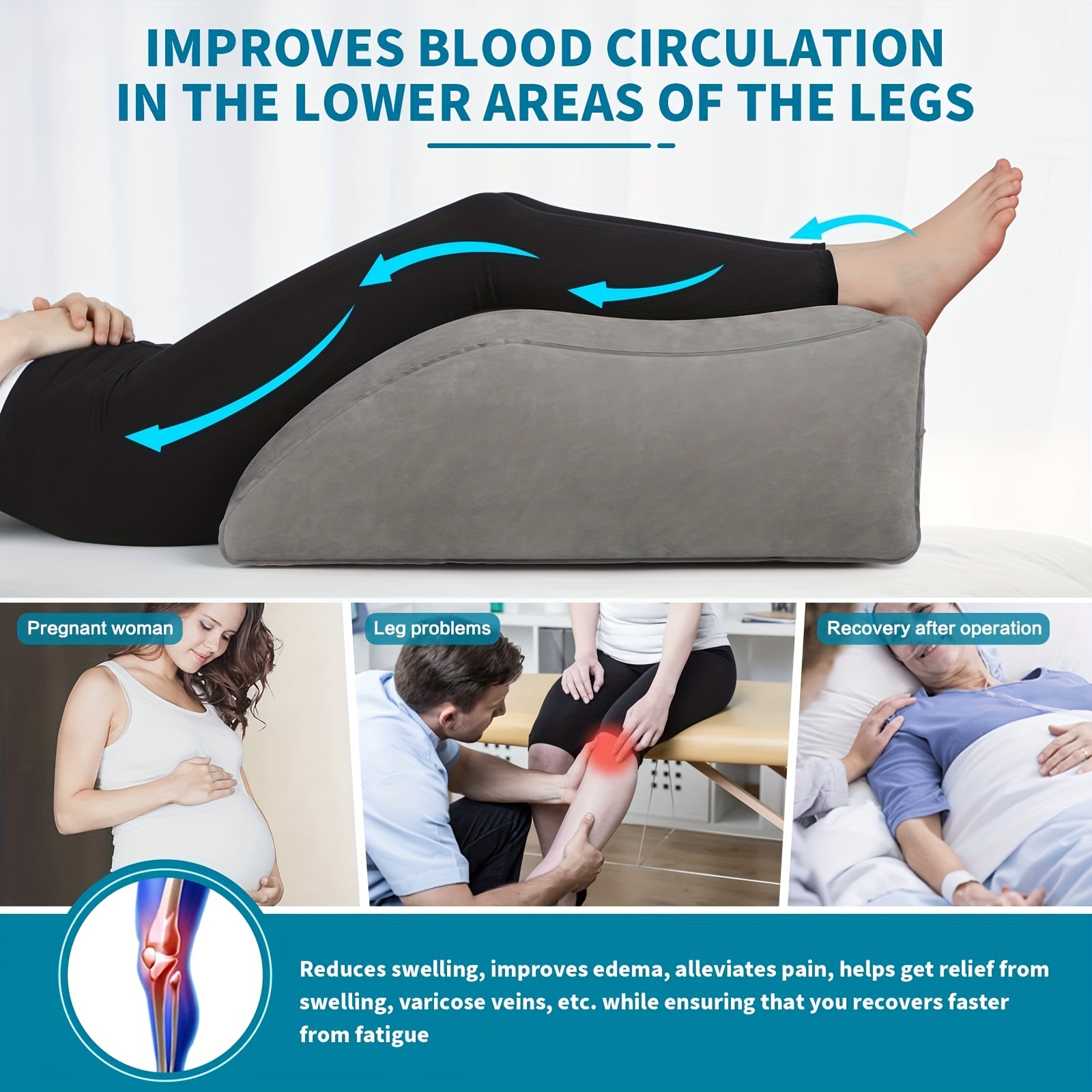 Elevating Leg Wedge Pillow for Back Hip Knee Pain & Maternity Pregnancy  Support
