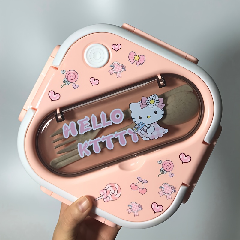 Hello Kitty Kuromi Cinnamoroll Melody Cartoon Lunch Box Anime Bento Box  With Cutlery Set, 3 Compartments Food Container, Microwave Safe, For  Students And Workers, Kitchen Travel Accessories - Temu