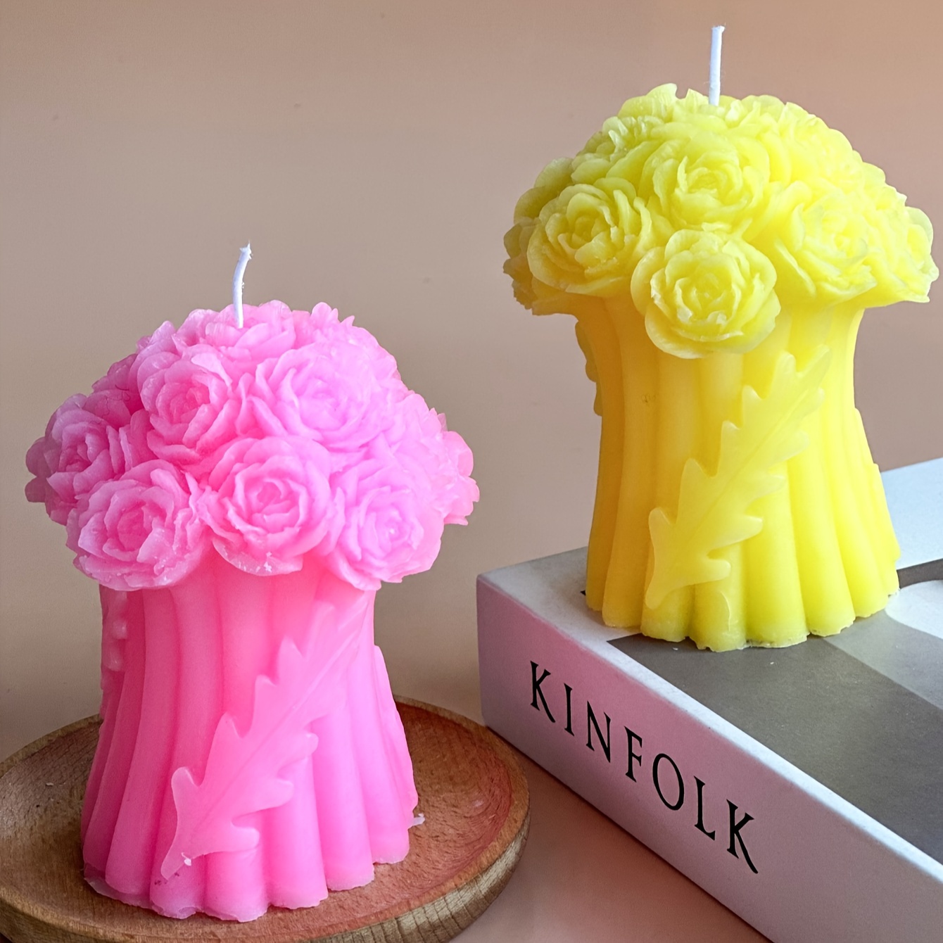 Flower Bouquet Candle Mold,Romantic Love 3D Rose Bouquet Candle