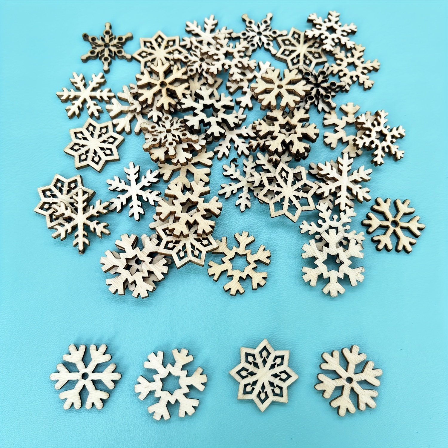 Wooden Mini Mixed Snowflakes
