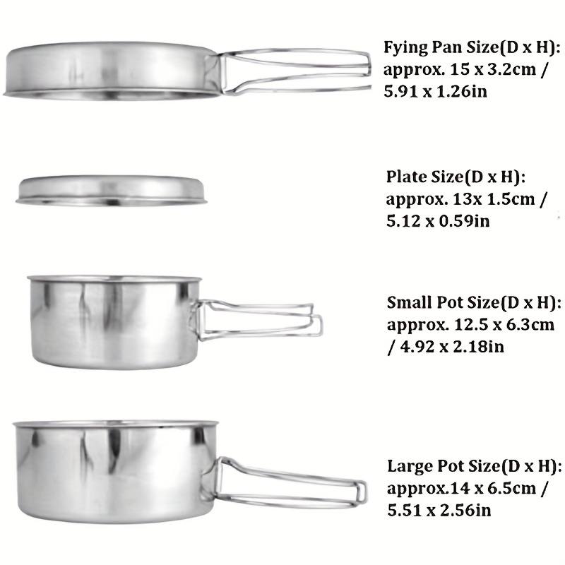 Stainless Steel Camping Cookware Set Portable And Durable - Temu