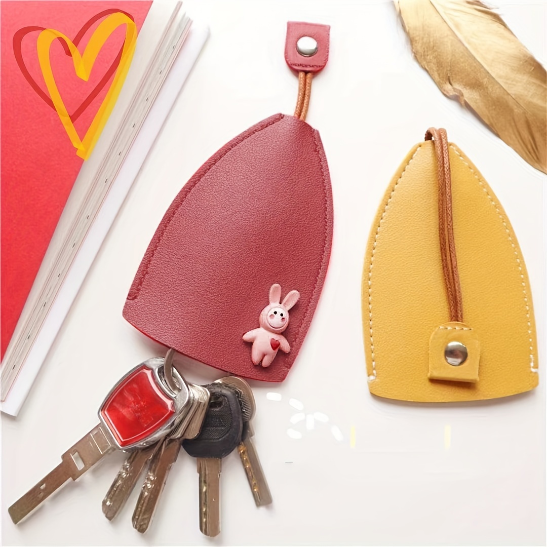 Mini Pu Leather Coin Purse With Keychain, Scarf Decor Earphone Bag,  Lipstick Bag With Snap Button, Car Key Bag Decoration Pendant - Temu