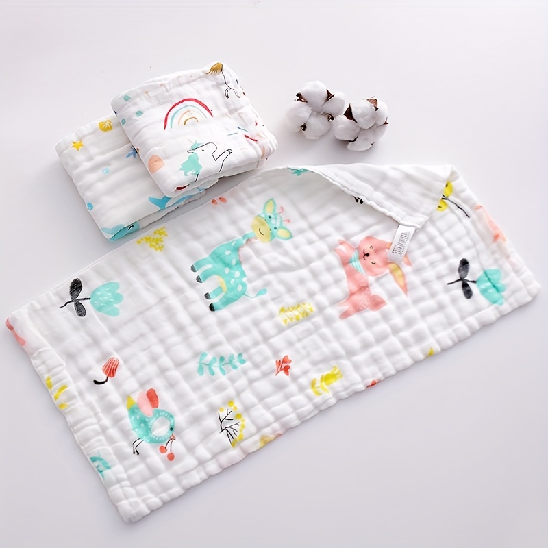 Baby 4 Layers Gauze Blanket, Soft Cartoon Pattern Bath Towel