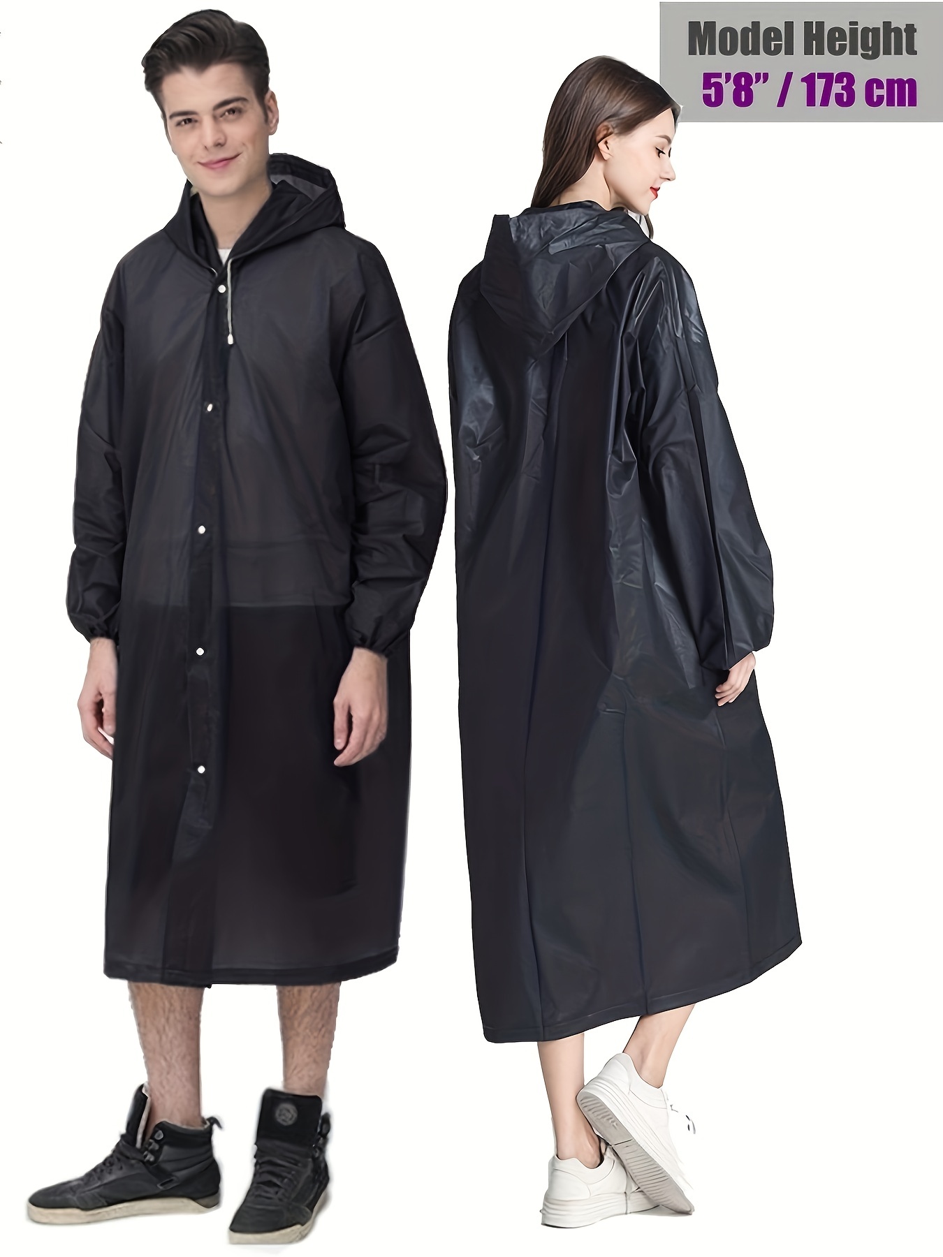 Poncho de lluvia portátil manga larga EVA chaqueta impermeable