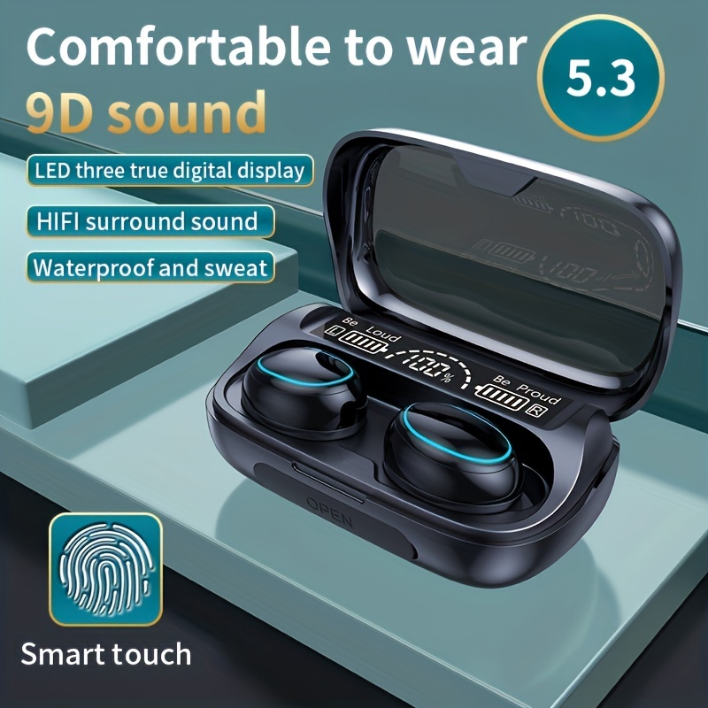 True Wireless Earbuds TWS Stereo Earphones Bluetooth 5.0 Headphones with  Touch Control IPX4 Waterproof Sports Headphones with Dual Noise Reduction