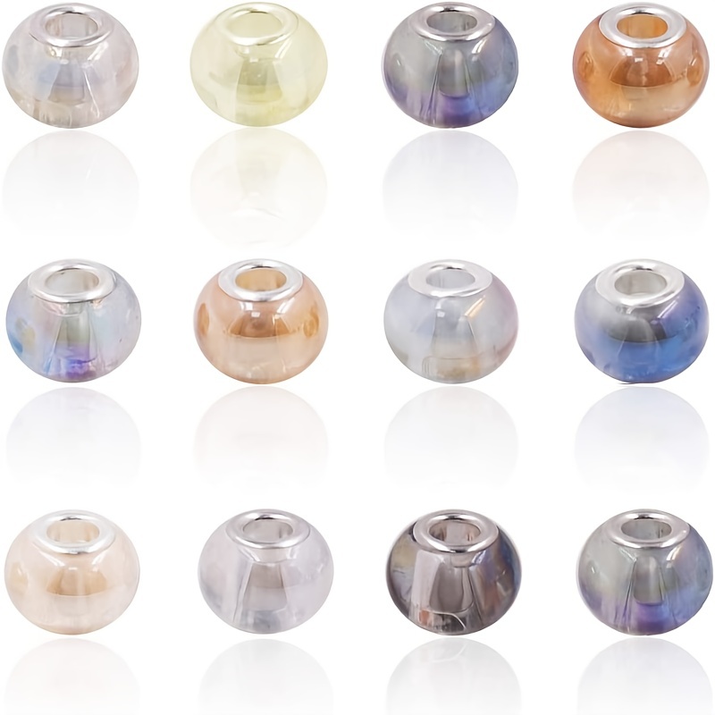 Explosion Two-Tone Glass Beads 24pcs 14x9mm Large Hole Loose Gap Beads  Suitable For DIY Bracelet Jewelry Making