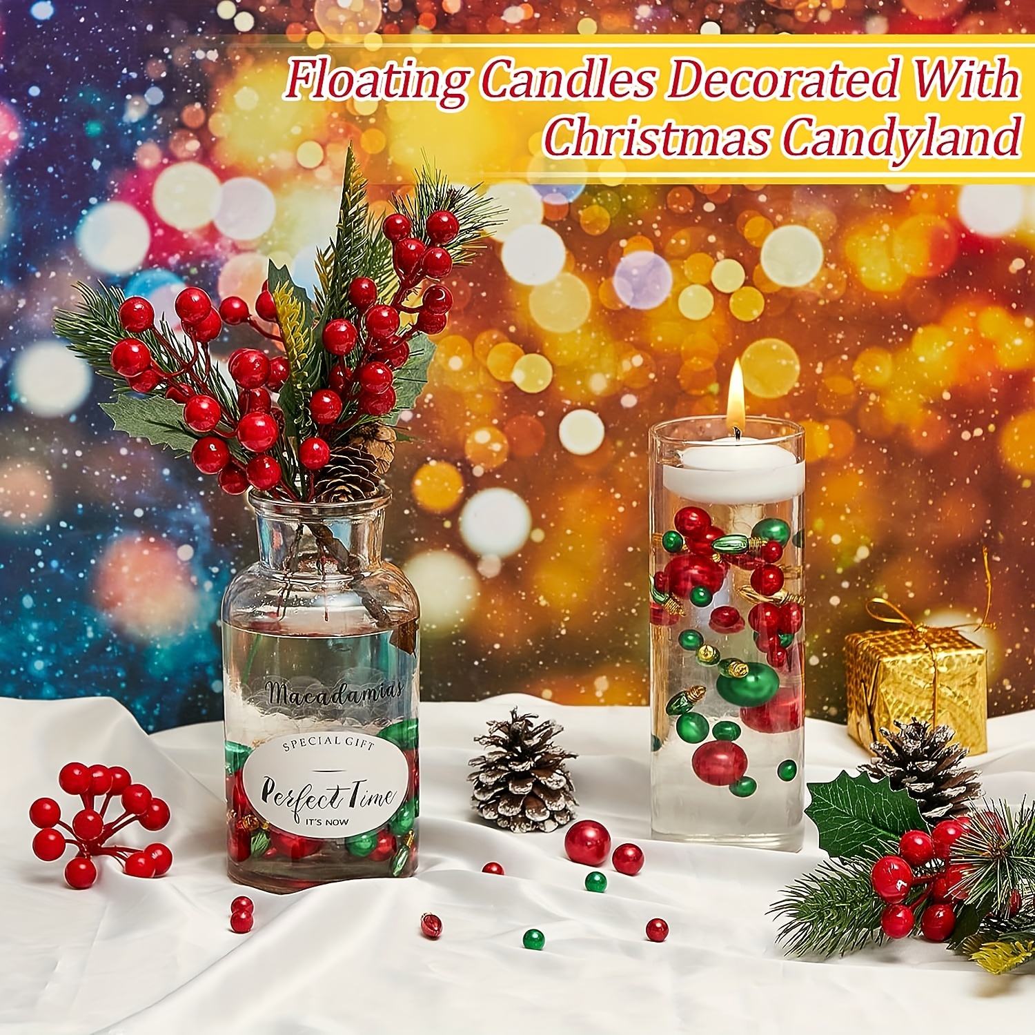 Christmas Floating Candles made with Water Gel Beads 
